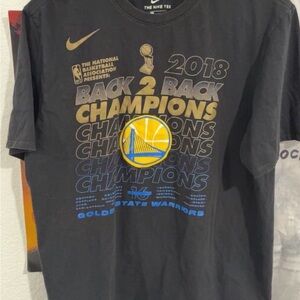 Nike Black and Gold Warriors Champions Tee